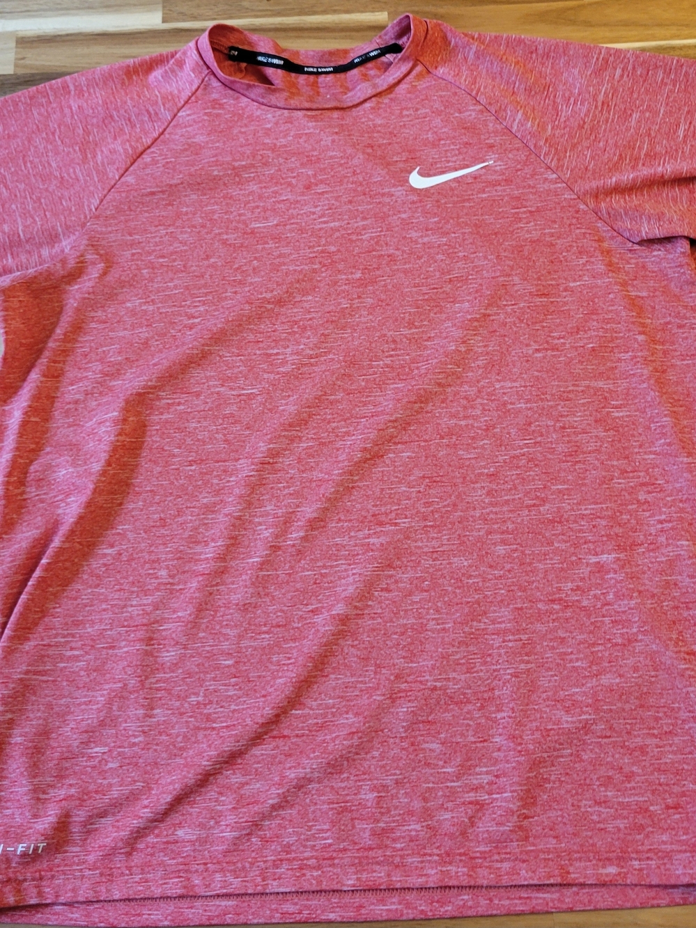 Nike Men’s Short Sleeve Dri-FIT Heathered Red Tee with White Swoosh